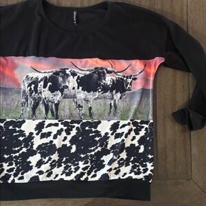 Crazy Train Black and White Longhorn Sweatshirt